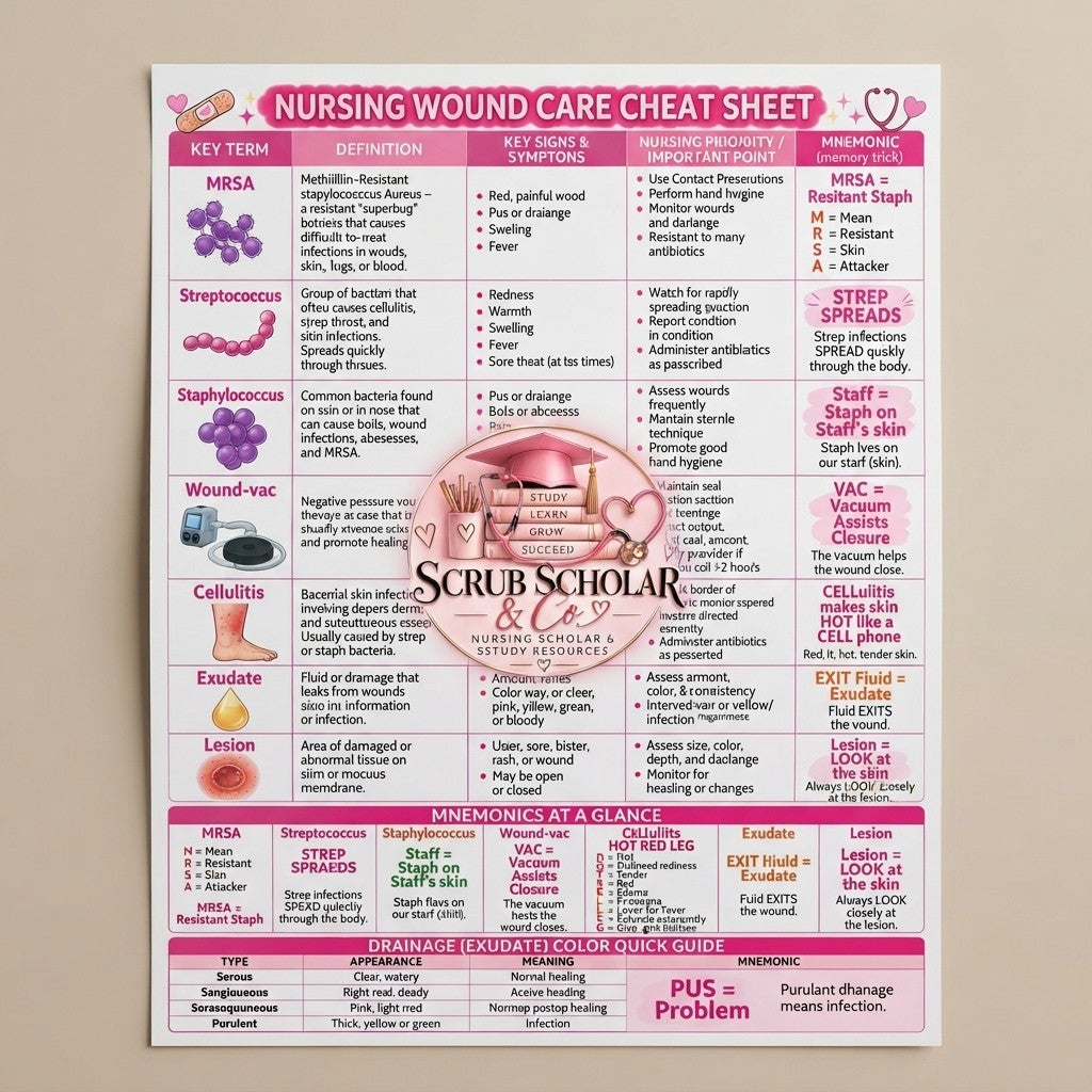 Nursing Wound Care Cheat Sheet